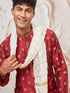 Men's Maroon Silk Blend Kurta, Pant And Dupatta Set